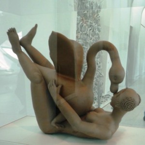 Ceramic scultpture showing Leda and the swan