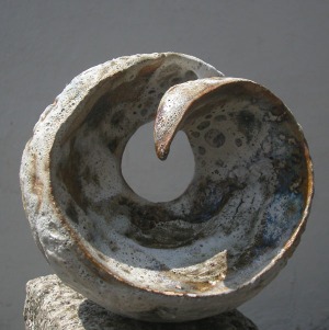 Sculptural ceramic spiral form